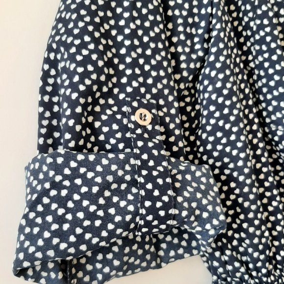 Stella Tweed Heart Print Blouse - Navy - Size Small - Picture 4 of 6
